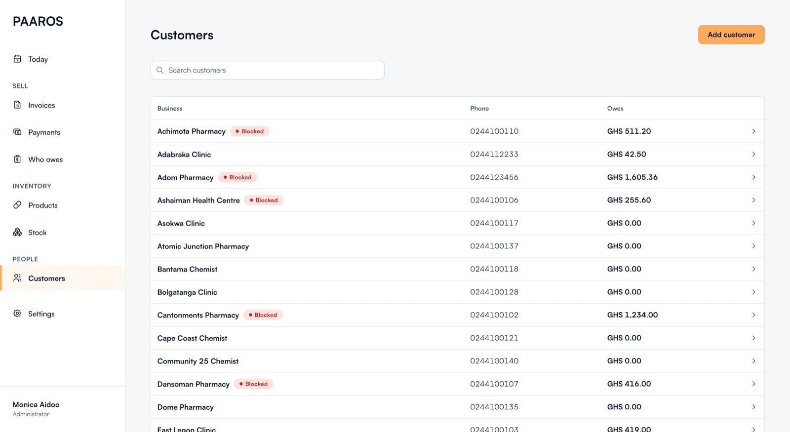 Paaros customers on web